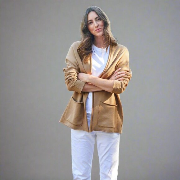 Frank & Eileen tan Beach cardigan, size S - Picture 1 of 5